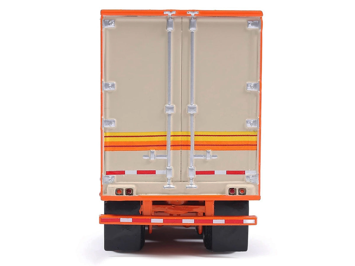 1973 Peterbilt 359 Truck Tractor Sleeper Cab Orange Yellow Stripes Refrigerate