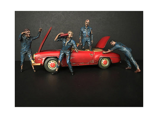 Zombie Mechanics 4 Piece Figurine Set "Got Zombies??" for 1/18 Scale Models by American Diorama <h2>Zombie Diorama</h2> <p>High-quality diecast model car perfect collectors and enthusiasts. Features d