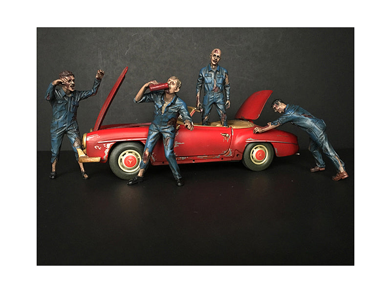 Zombie Mechanics 4 Piece Figurine Set "Got Zombies??" for 1/24 Scale Models by American Diorama <h2>Zombie Diorama</h2> <p>High-quality diecast model car perfect collectors and enthusiasts. Features d