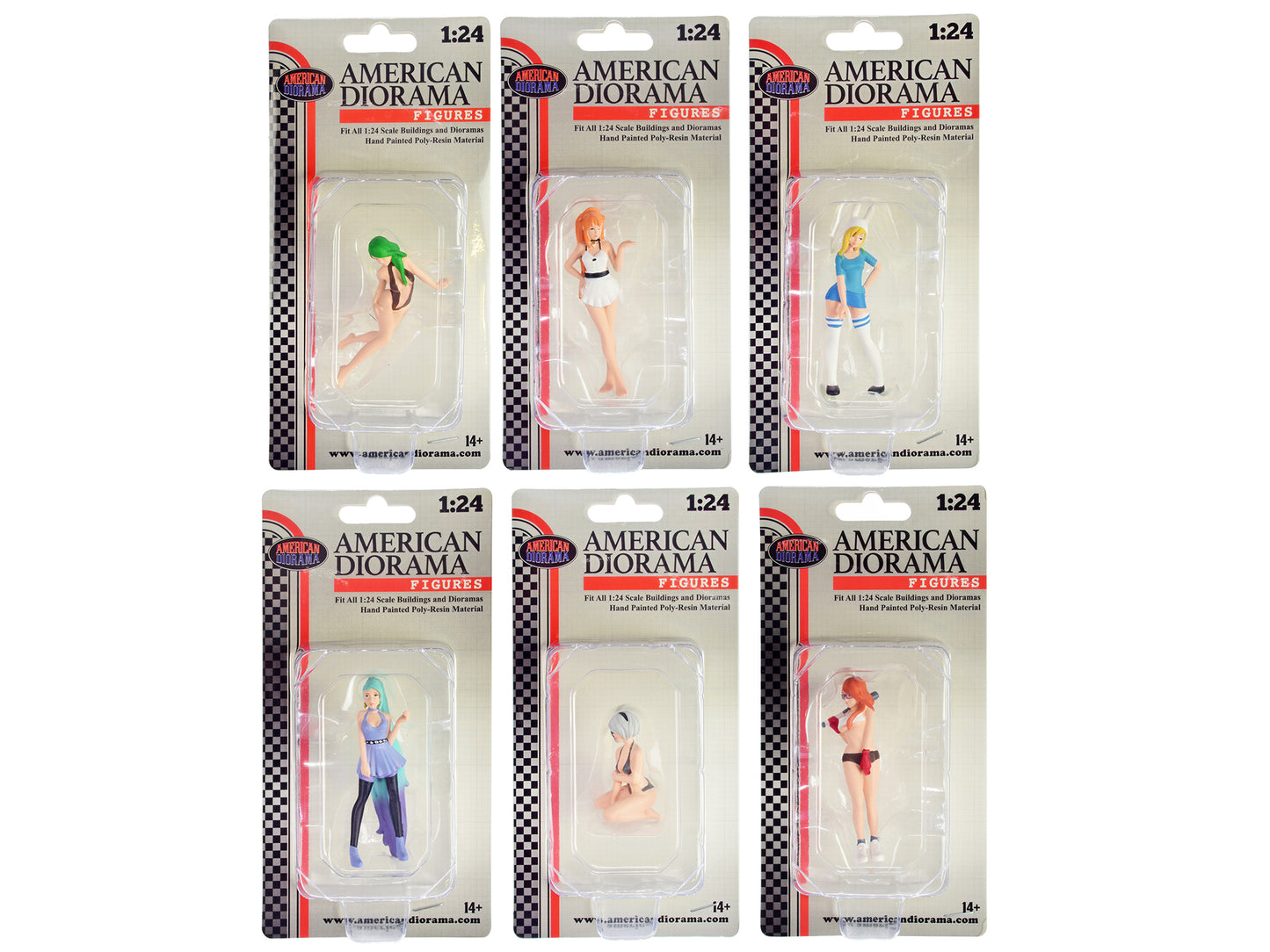 "Cosplay Girls" 6 piece Figure Set for 1/24 Scale Models by American Diorama <h2>"Cosplay Diorama</h2> <p>High-quality diecast model car perfect collectors and enthusiasts. Features detailed interior