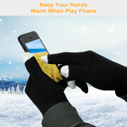 Unisex Touch Screen Gloves Full Finger Winter Warm Knitted For Warmth Running C