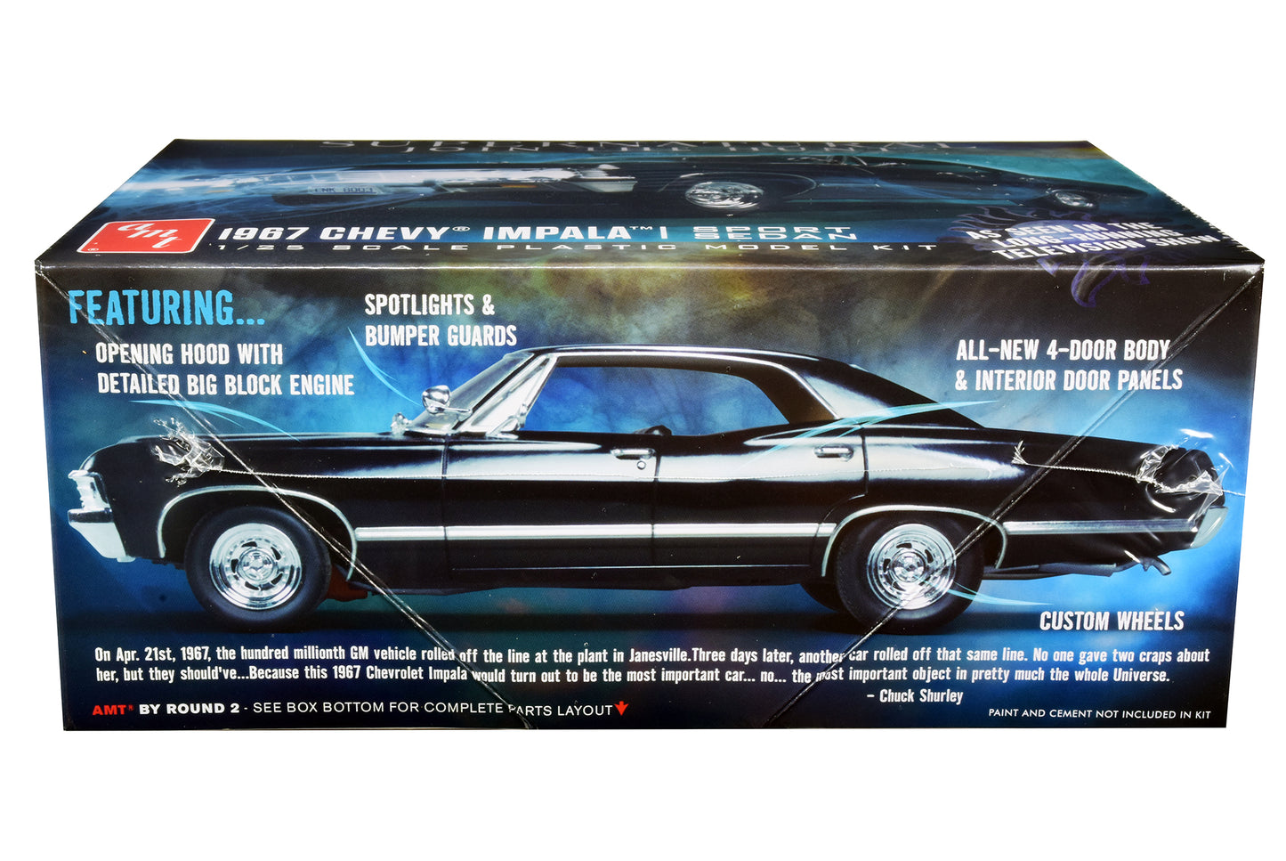 Skill 2 Model Kit 1967 Chevrolet Impala Sport Sedan "Supernatural" (2005) TV Series 1/25 Scale Model by AMT T&y