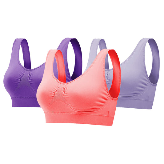 3 Pack Sport Bras For Women Seamless Wire-Free Bra Light Support Tank Tops Fitn