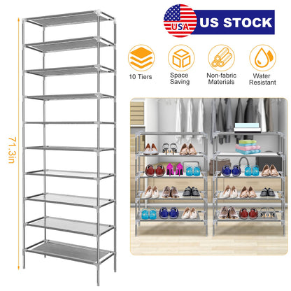 10 Tiers Shoes Rack Shelves 27 Pairs Storage Organizer Stand Non-Woven Fabric D