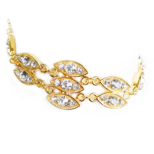 Noble Burnished Gold Bling Rhinestone Bracelet Gra