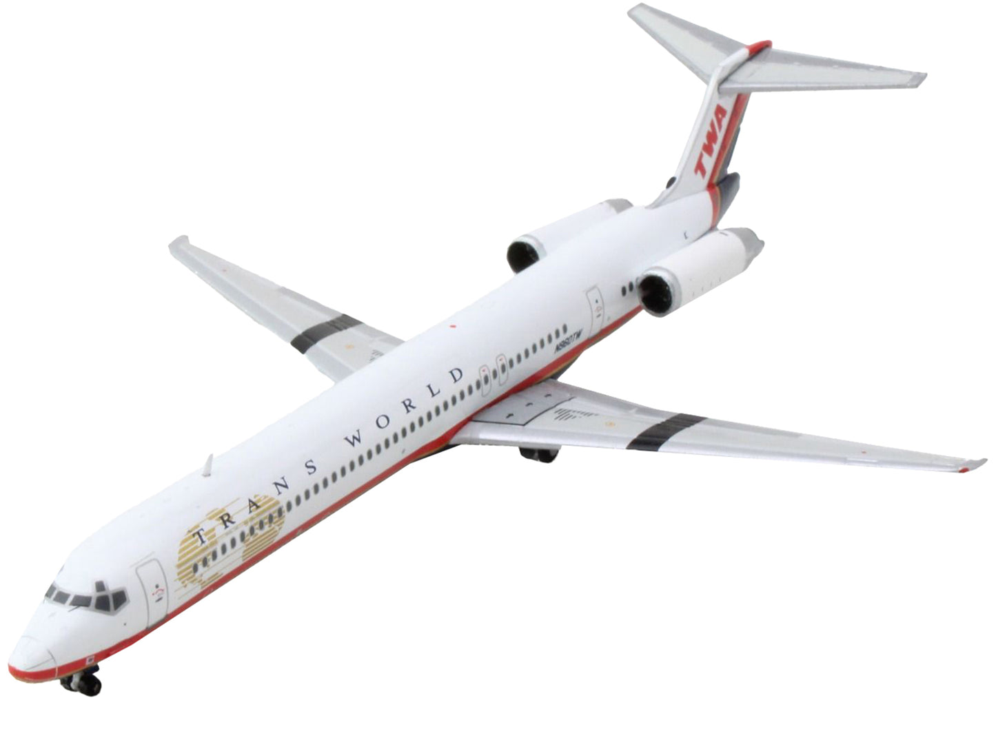 McDonnell Douglas MD-82 Commercial Aircraft "Trans World Airlines" White with Red Stripes 1/400 Diecast Model Airplane by GeminiJets <h2>McDonnell GeminiJets</h2> <p>High-quality car perfect for colle