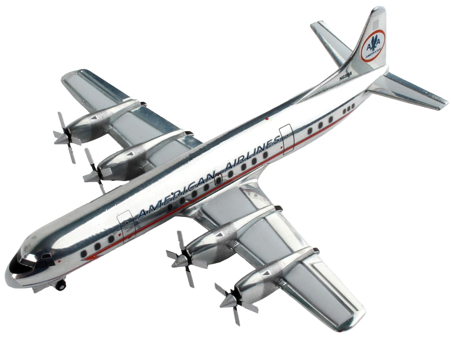 Lockheed L-188 Electra Commercial Aircraft "American Airlines" Silver with Red Stripes 1/400 Diecast Model Airplane by GeminiJets <h2>Lockheed GeminiJets</h2> <p>High-quality car perfect for collector