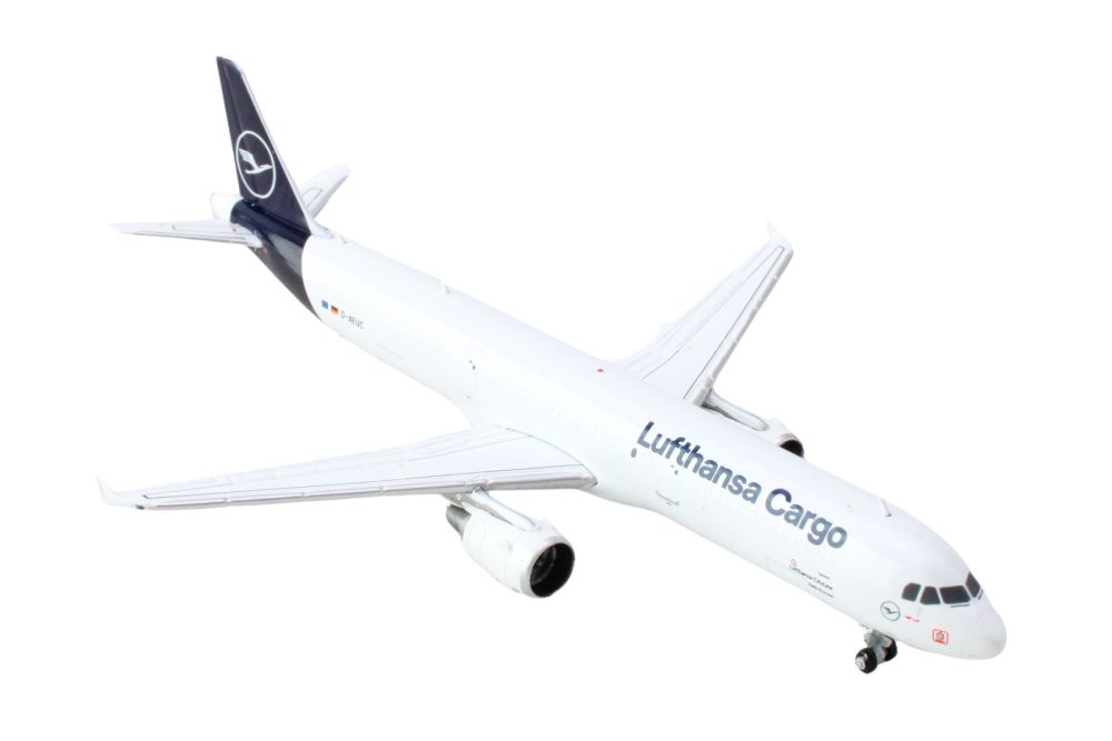 Airbus A321P2F Commercial Aircraft "Lufthansa Cargo" (D-AEUC) White with Blue Tail 1/400 Diecast Model Airplane by GeminiJets <h2>Airbus GeminiJets</h2> <p>High-quality car perfect for collectors and