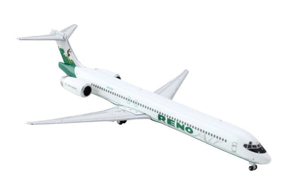 McDonnell Douglas MD-90 Commercial Aircraft "Reno Air" (N905RA) White with Green Tail 1/400 Diecast Model Airplane by GeminiJets <h2>McDonnell GeminiJets</h2> <p>High-quality car perfect for collector