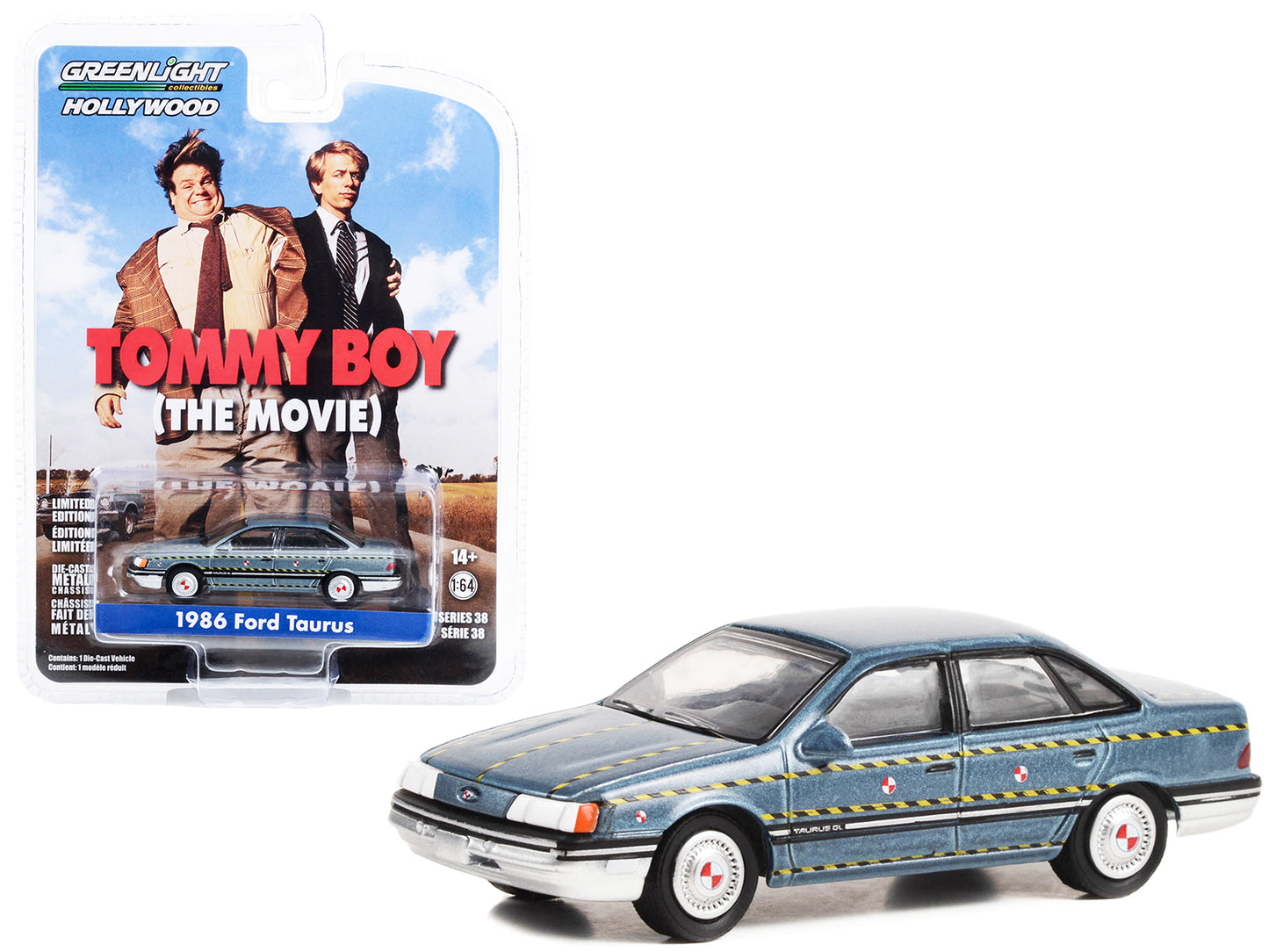 GreenLight 1986 Ford Taurus Blue Metallic "Zalinsky Auto Parts" Crash Test Vehicle "Tommy Boy" (1995) Movie "Hollywood Series" Release 38 1/64 Diecast Model Car by <h2>1986 Greenlight</h2> <p>High-qua