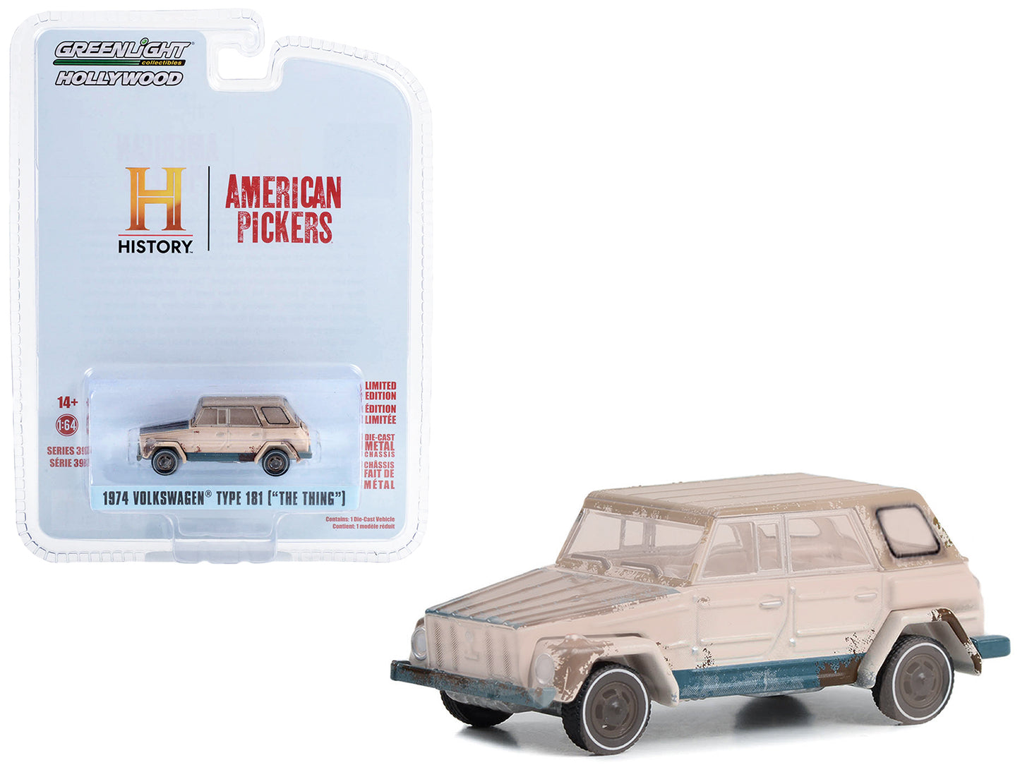 GreenLight 1974 Volkswagen Thing (Type 181) Beige (Weathered) "American Pickers" (2010-Current) TV Series "Hollywood Series" Release 39 1/64 Diecast Model Car by <h2>1974 Greenlight</h2> <p>High-quali