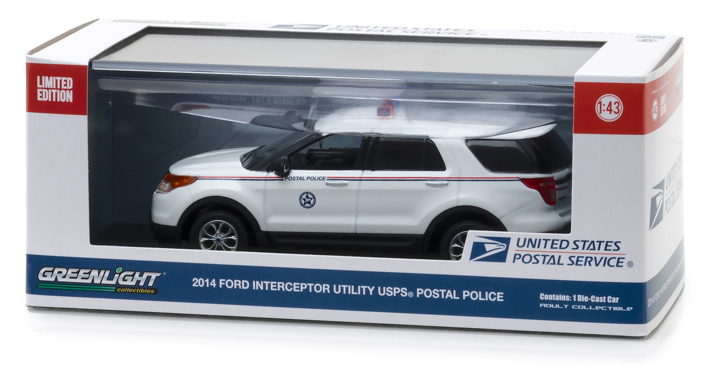 2014 Ford Interceptor Utility Postal Police "United States Postal Service" (USPS) White 1/43 Diecast Model Car by Greenlight