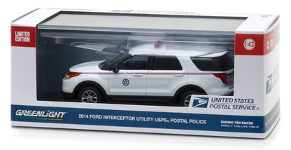 2014 Ford Interceptor Utility Postal Police "United States Postal Service" (USPS) White 1/43 Diecast Model Car by Greenlight