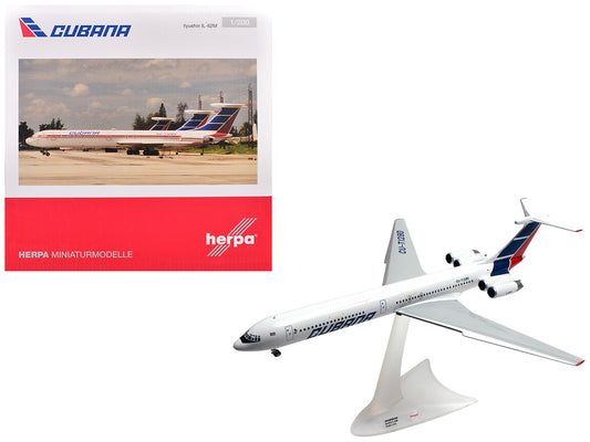 Ilyushin IL-62M Commercial Aircraft "Cubana de Aviacion" (T1280) White with Blue and Red Tail 1/200 T&y Diecast Model Airplane by Herpa