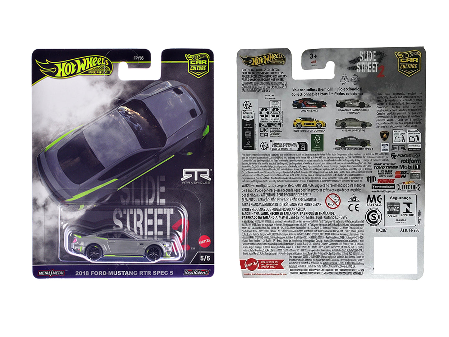 Hot Wheels 2018 Ford Mustang RTR Spec 5 Gray "Slide Street 2" Series Diecast Model Car by <h2>2018 Wheels</h2> <p>High-quality perfect for collectors and enthusiasts. Features detailed interior exteri