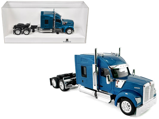 Kenworth W990 with Stand Up Sleeper Cab Blue Metallic 1/87 (HO) Plastic Model Car by HO Logistics T&y