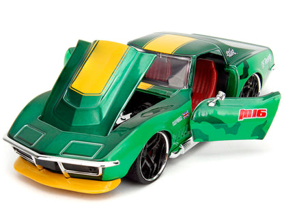 1969 Chevrolet Corvette Stingray ZL1 Green Metallic with Yellow Stripes and Cammy Diecast Figure "Street Fighter" Video Game "Anime Hollywood Rides" Series 1/24 Model Car by Jada <h2>1969 Jada</h2> <p