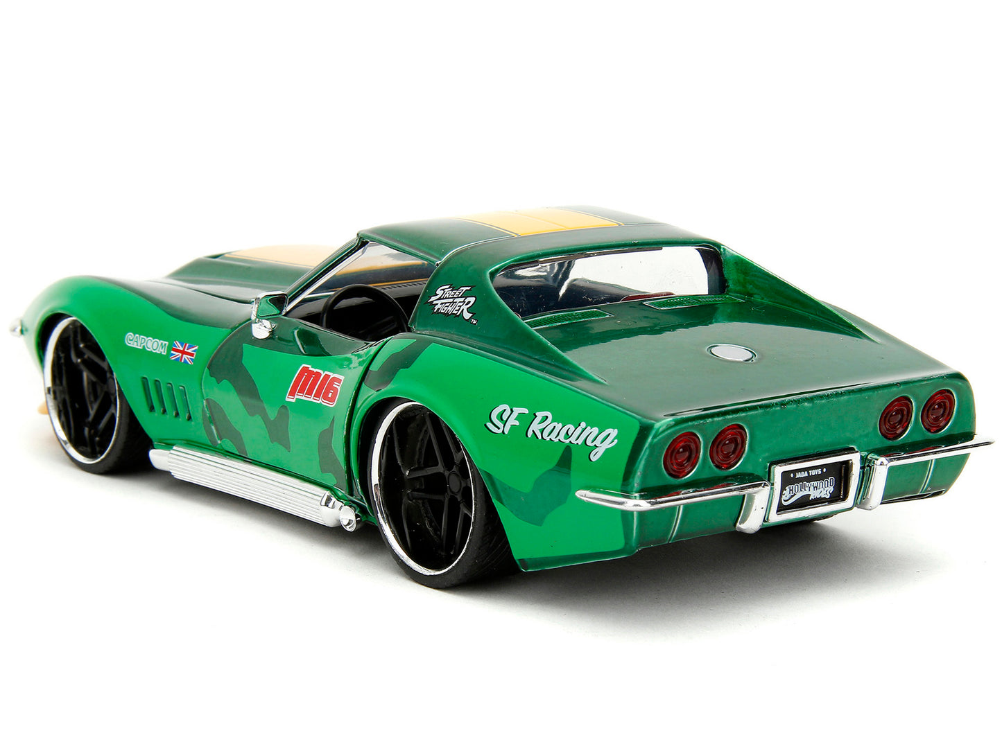 1969 Chevrolet Corvette Stingray ZL1 Green Metallic with Yellow Stripes and Cammy Diecast Figure "Street Fighter" Video Game "Anime Hollywood Rides" Series 1/24 Model Car by Jada <h2>1969 Jada</h2> <p
