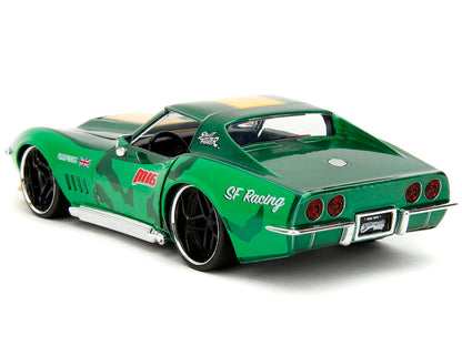 1969 Chevrolet Corvette Stingray ZL1 Green Metallic with Yellow Stripes and Cammy Diecast Figure "Street Fighter" Video Game "Anime Hollywood Rides" Series 1/24 Model Car by Jada <h2>1969 Jada</h2> <p