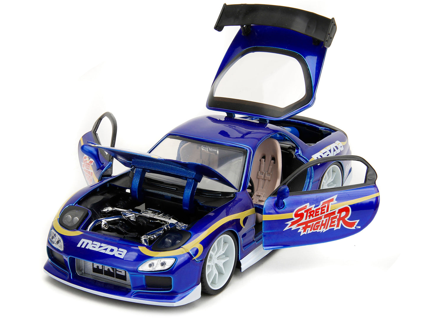 1993 Mazda RX-7 Candy Blue Metallic with Graphics and Chun-Li Diecast Figure "Street Fighter" Video Game "Anime Hollywood Rides" Series 1/24 Model Car by Jada <h2>1993 Jada</h2> <p>High-quality perfec