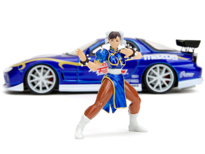 1993 Mazda RX-7 Candy Blue Metallic with Graphics and Chun-Li Diecast Figure "Street Fighter" Video Game "Anime Hollywood Rides" Series 1/24 Model Car by Jada <h2>1993 Jada</h2> <p>High-quality perfec