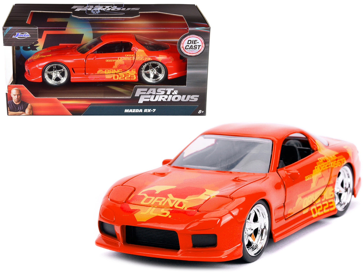 Orange Julius' Mazda RX-7 Metallic with Graphics "Fast & Furious" Series 1/32 Diecast Model Car by Jada <h2>Orange Jada</h2> <p>High-quality perfect for collectors and enthusiasts. Features detailed i