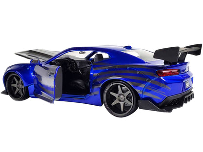 2016 Chevrolet Camaro Widebody Candy Blue with Gray Metallic Hood and American Flag Graphics "Bigtime Muscle" Series 1/24 Diecast Model Car by Jada <h2>2016 Jada</h2> <p>High-quality perfect for colle