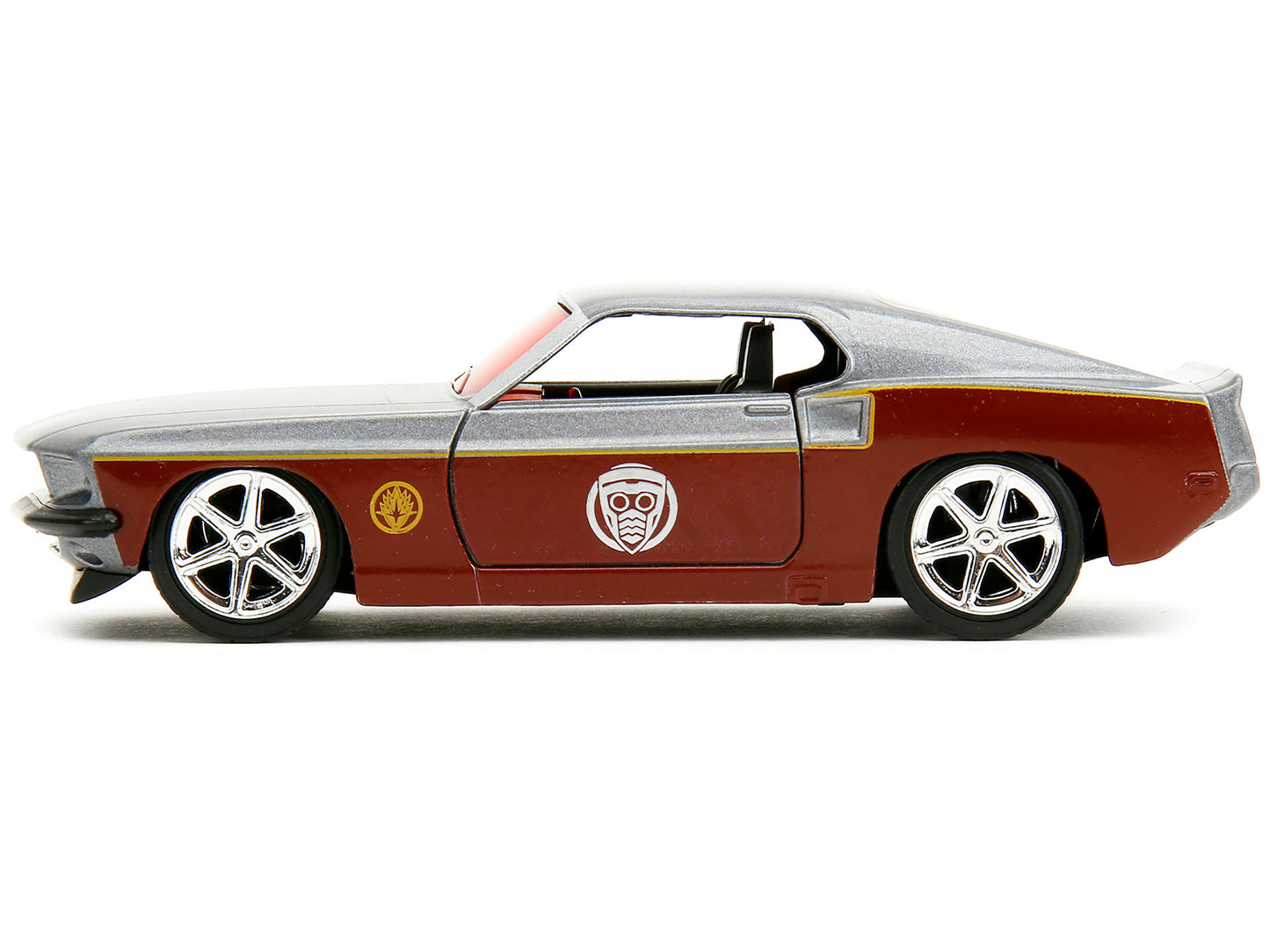 1969 Ford Mustang Silver Metallic and Dark Red Star Lord Diecast Figure "Marvel Guardians of the Galaxy" "Hollywood Rides" Series 1/32 Model Car by Jada <h2>1969 Jada</h2> <p>High-quality perfect for