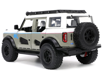 2021 Ford Bronco Gray and White with Matt Black Hood Roof Rack "M2 Motoring" "Just Trucks" Series 1/24 Diecast Model Car by Jada <h2>2021 Jada</h2> <p>High-quality perfect for collectors enthusiasts.