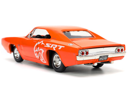 1968 Dodge Charger R/T SRT Orange with White Stripes and Graphics "Bigtime Muscle" Series 1/24 Diecast Model Car by Jada <h2>1968 Jada</h2> <p>High-quality perfect for collectors enthusiasts. Features