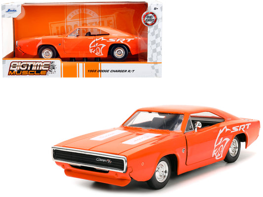 1968 Dodge Charger R/T SRT Orange with White Stripes and Graphics "Bigtime Muscle" Series 1/24 Diecast Model Car by Jada <h2>1968 Jada</h2> <p>High-quality perfect for collectors enthusiasts. Features