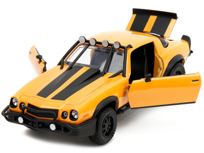 1977 Chevrolet Camaro Off-Road Version "Bumblebee" Yellow Metallic with Black Stripes and Transformers Logo Diecast Statue "Transformers: Rise of the Beasts" (2023) Movie "Hollywood Rides" Series 1/24