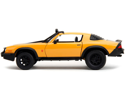 1977 Chevrolet Camaro Off-Road Version "Bumblebee" Yellow Metallic with Black Stripes and Transformers Logo Diecast Statue "Transformers: Rise of the Beasts" (2023) Movie "Hollywood Rides" Series 1/24