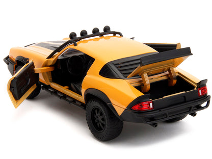 1977 Chevrolet Camaro Off-Road Version "Bumblebee" Yellow Metallic with Black Stripes and Transformers Logo Diecast Statue "Transformers: Rise of the Beasts" (2023) Movie "Hollywood Rides" Series 1/24