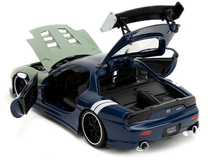 1993 Mazda RX-7 Dark Blue with Green Hood and Kakashi Hatake Diecast Figure "Naruto Shippuden" (2009-2017) TV Series "Anime Hollywood Rides" 1/24 Model Car by Jada <h2>1993 Jada</h2> <p>High-quality p
