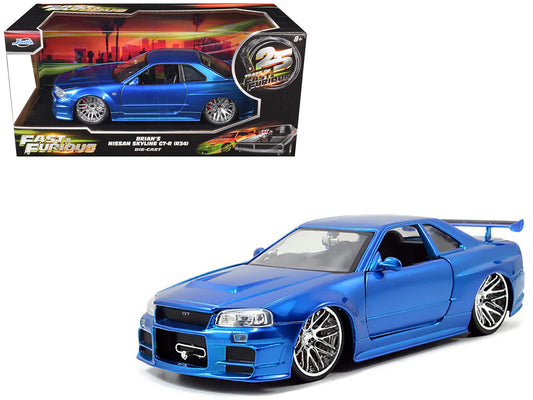 Brian's Nissan GTR Skyline R34 RHD (Right Hand Drive) Blue 25th Anniversary "Fast & Furious" Movie 1/24 Diecast Model Car by Jada <h2>Brian's Jada</h2> <p>High-quality perfect for collectors and enthu