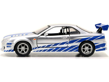 Brian's Nissan Skyline GT-R (R34) RHD Silver 1/32 Diecast Model Car - Jada