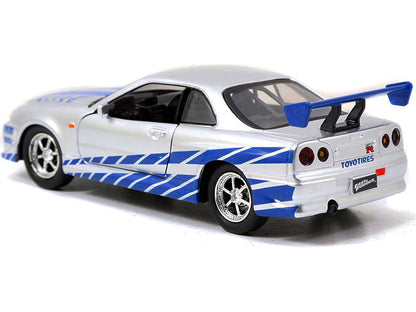 Brian's Nissan Skyline GT-R (R34) RHD Silver 1/32 Diecast Model Car - Jada
