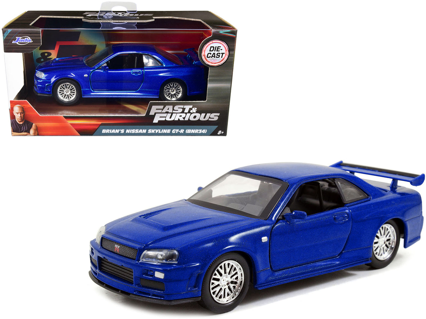 Brian's Nissan Skyline GT-R R34 Blue "Fast & Furious" Movie 1/32 Diecast Car Model by Jada <h2>Brian's Jada</h2> <p>High-quality perfect for collectors and enthusiasts. Features detailed interior exte