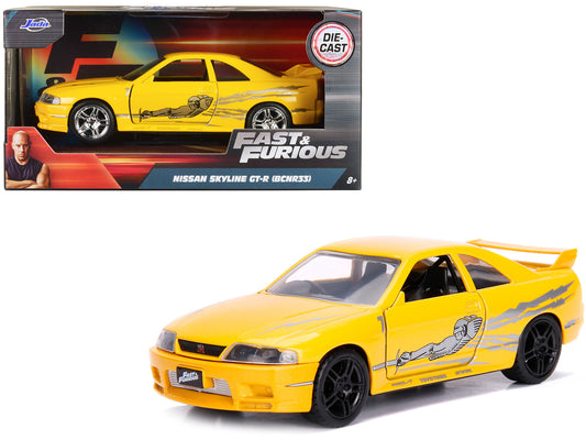 Leon's Nissan Skyline GT-R (BCNR33) Yellow 1/32 Diecast Model Car - Jada