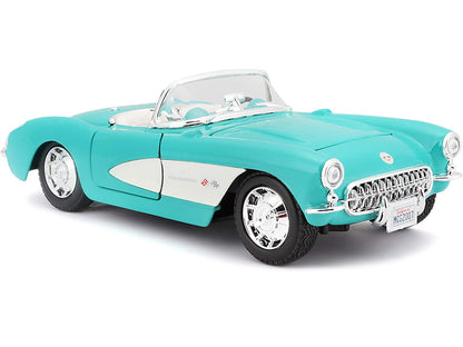 1957 Chevrolet Corvette Convertible Turquoise 1/24 T&y Diecast Model Car by Maisto