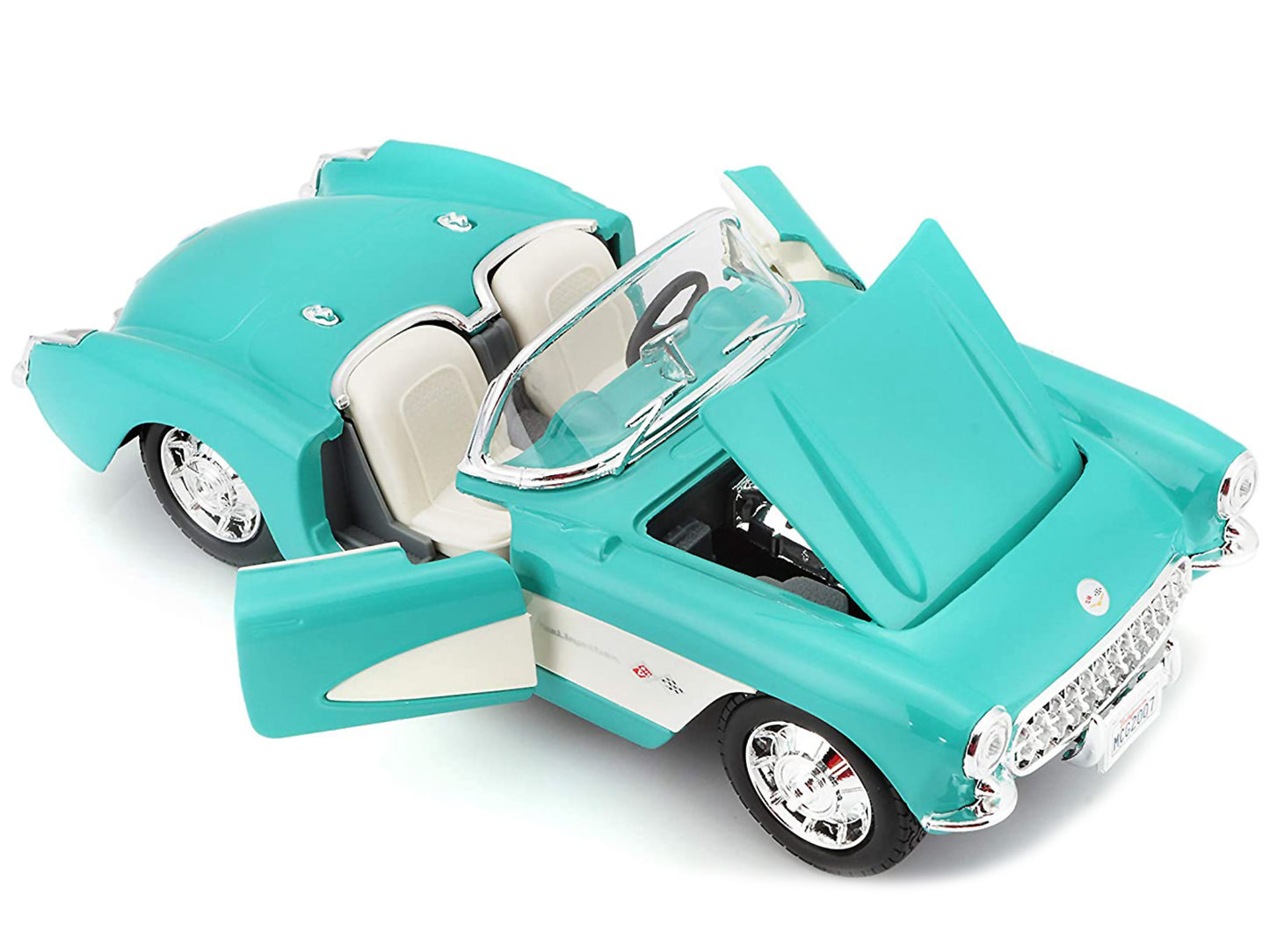 1957 Chevrolet Corvette Convertible Turquoise 1/24 T&y Diecast Model Car by Maisto