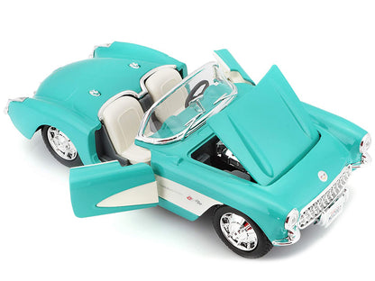 1957 Chevrolet Corvette Convertible Turquoise 1/24 T&y Diecast Model Car by Maisto