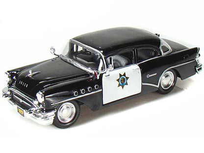 1955 Buick Century Police Car Black and White 1/26 T&y Diecast Model Car by Maisto