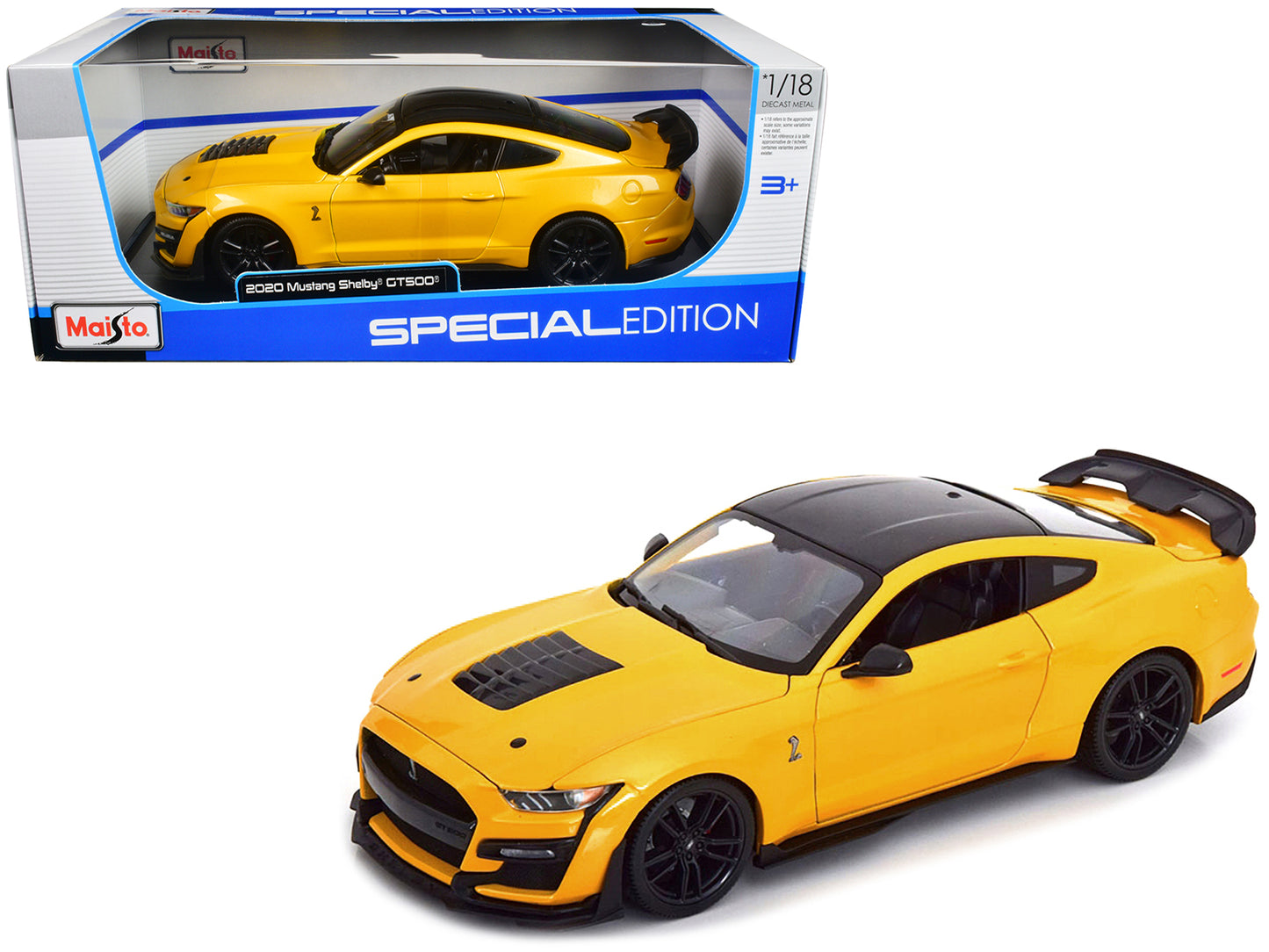 Maisto 2020 Ford Mustang Shelby GT500 Yellow with Black Top "Special Edition" 1/18 Diecast Model Car by <h2>2020 Maisto</h2> <p>High-quality perfect for collectors and enthusiasts. Features detailed i