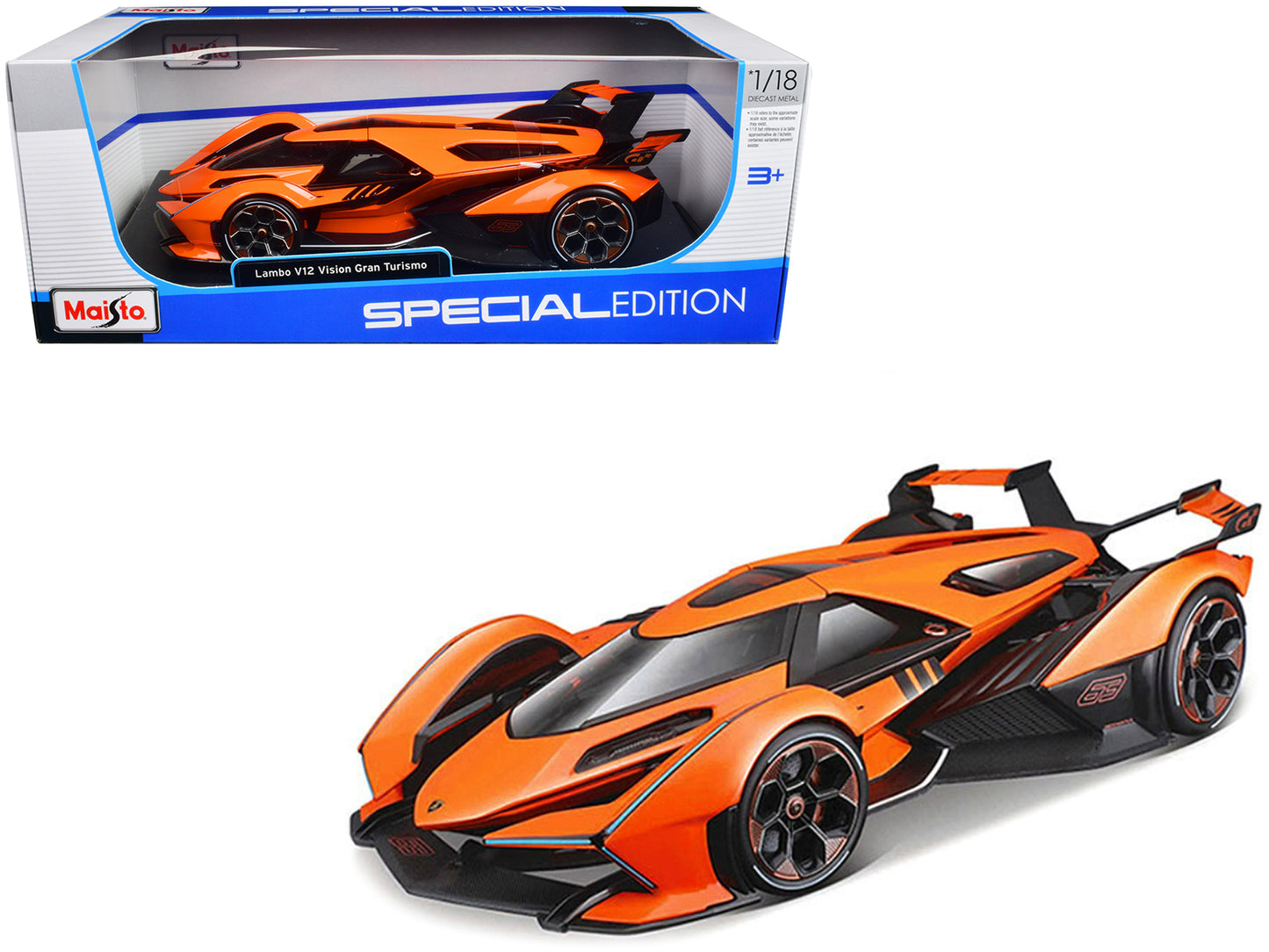 Maisto Lamborghini V12 Vision Gran Turismo Orange Metallic "Special Edition" 1/18 Diecast Model Car by <h2>Lamborghini Maisto</h2> <p>High-quality perfect for collectors and enthusiasts. Features deta