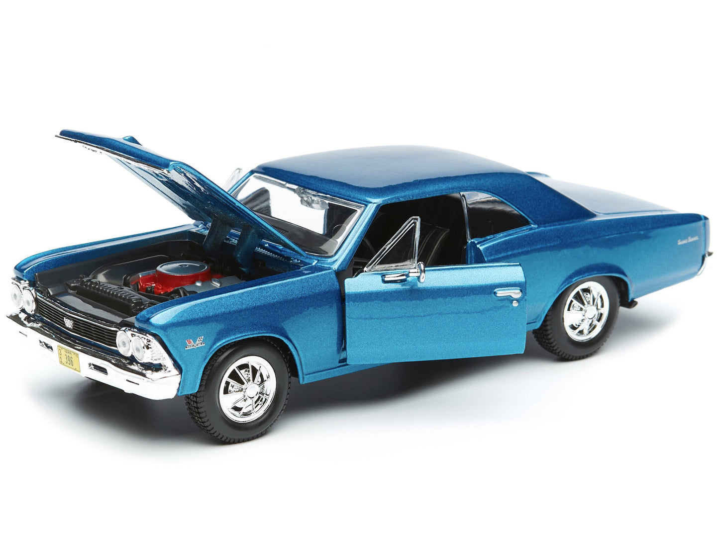 1966 Chevrolet Chevelle SS 396 Blue Metallic 1/24 T&y Diecast Model Car by Maisto