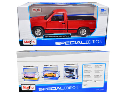 1993 Chevrolet 454 SS Pickup Truck Red 1/24 T&y Diecast Model Car by Maisto