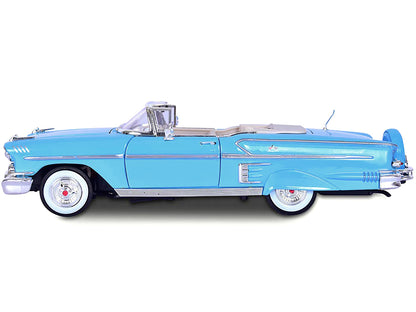 1958 Chevrolet Impala Convertible Light Blue "Timeless Classics" 1/18 Diecast Model Car by Motormax