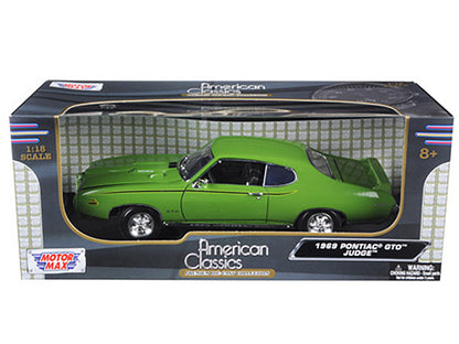 1969 Pontiac GTO Judge Green 1/18 Diecast Car Model by Motormax <h2>1969 Motormax</h2> <p>High-quality perfect for collectors and enthusiasts. Features detailed interior exterior craftsmanship, realis